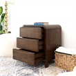 Pemberly Row Solid Wood Walnut Nightstand Bed Side Tables with 3 Drawers