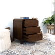 Pemberly Row Solid Wood Walnut Nightstand Bed Side Tables with 3 Drawers