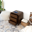 Pemberly Row Solid Wood Walnut Nightstand Bed Side Tables with 3 Drawers