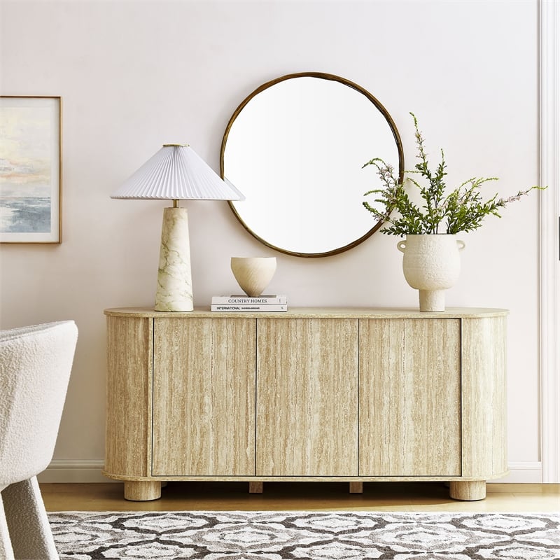 Pemberly Row Modern / Contemporary Wood Sideboard in Travertine
