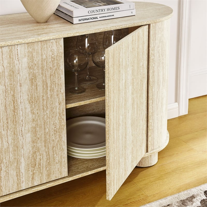 Pemberly Row Modern / Contemporary Wood Sideboard in Travertine