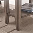 Pemberly Row Recliner Wood Wedge Table with Shelf in Smoke Gray