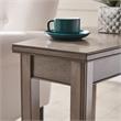 Pemberly Row Recliner Wood Wedge Table with Shelf in Smoke Gray