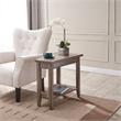 Pemberly Row Recliner Wood Wedge Table with Shelf in Smoke Gray