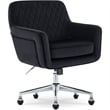 Pemberly Row Modern Office Chair Diamond-Tufted Design Black Velvet Fabric