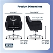 Pemberly Row Modern Office Chair Diamond-Tufted Design Black Velvet Fabric