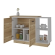 Pemberly Row Modern Kitchen Island Two Doors Engineered Wood White