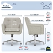 Pemberly Row Home Office Desk Chair Memory Foam Cushion Light Gray Twill Fabric