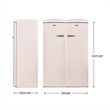Pemberly Row Contemporary Retro Refrigerator-Freezer Set in Cream