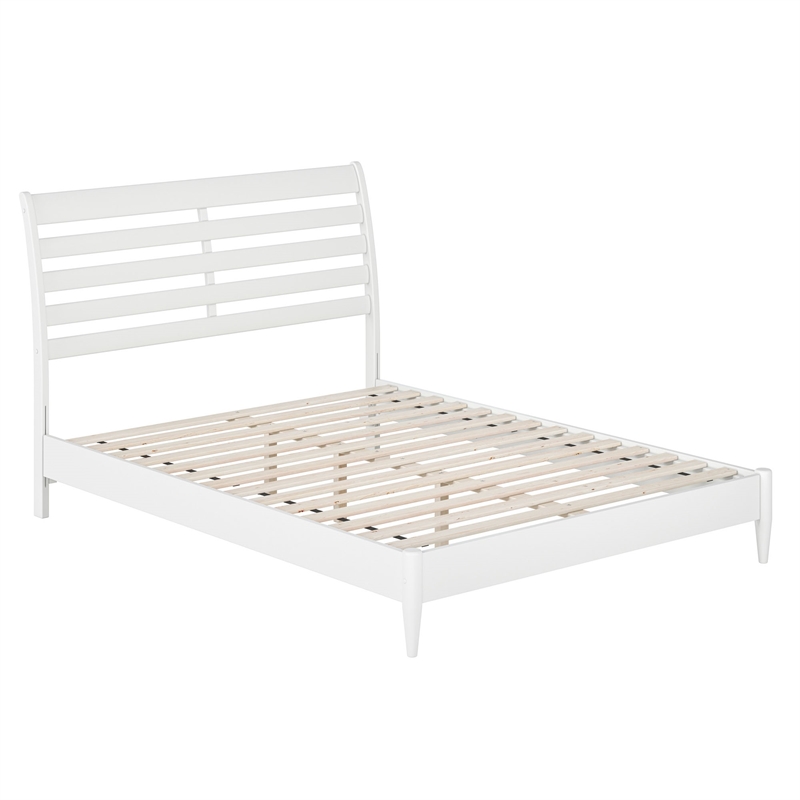 Pemberly Row Queen Solid Wood Low Profile Platform Bed in White
