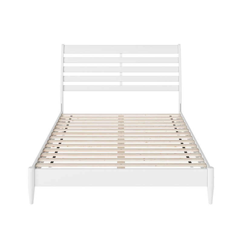 Pemberly Row Queen Solid Wood Low Profile Platform Bed in White