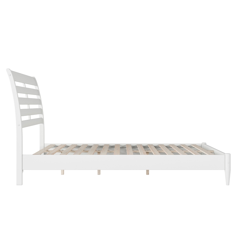 Pemberly Row Queen Solid Wood Low Profile Platform Bed in White