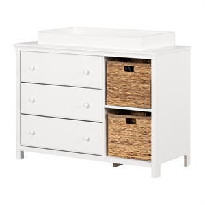 Pemberly Row Contemporary Changing Table with Drawers in Pure White