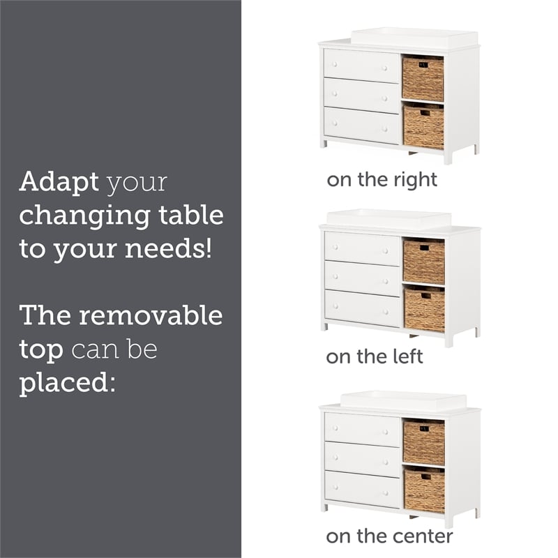 Pemberly Row Contemporary Changing Table with Drawers in Pure White