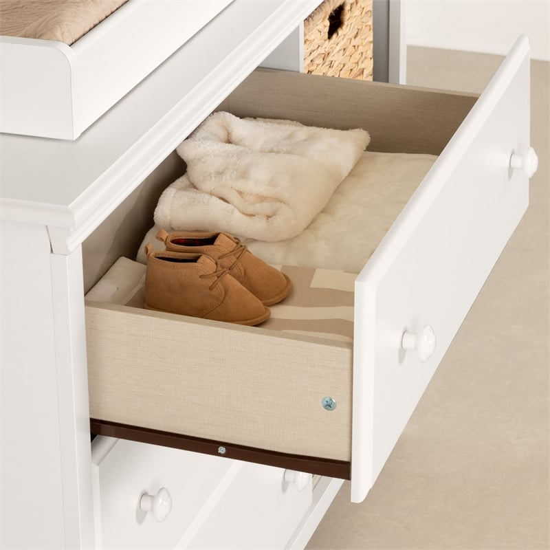 Pemberly Row Contemporary Changing Table with Drawers in Pure White