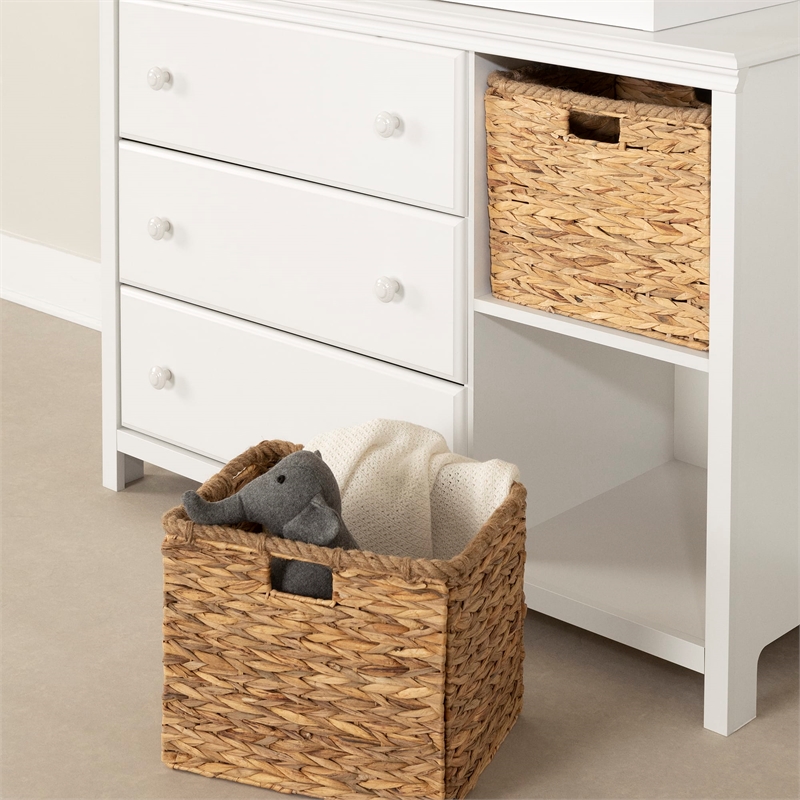 Pemberly Row Contemporary Changing Table with Drawers in Pure White