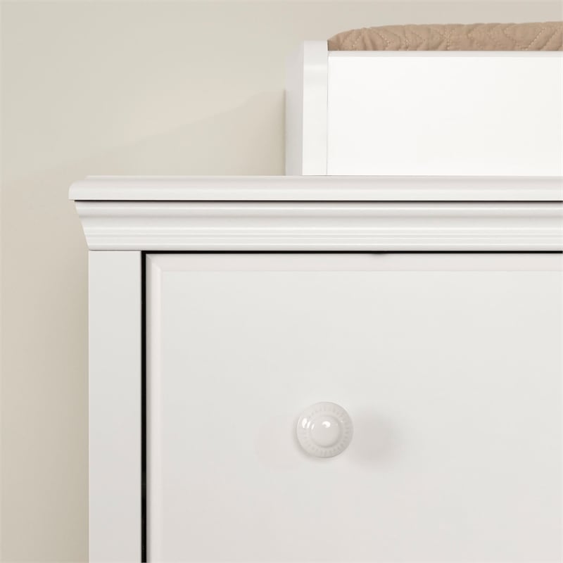 Pemberly Row Contemporary Changing Table with Drawers in Pure White