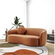 Pemberly Row Mid-Century Living Room Soft Leather Curvy Sofa in Cognac Tan