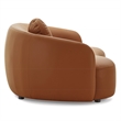 Pemberly Row Mid-Century Living Room Soft Leather Curvy Sofa in Cognac Tan