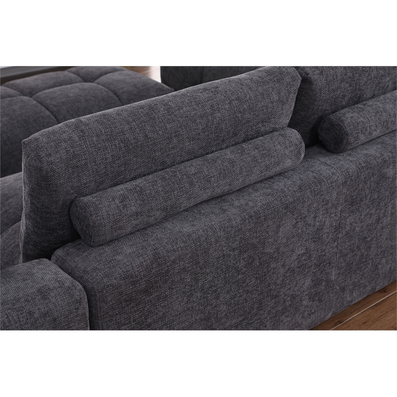 Pemberly Row 4-Piece Chenille Upholstered Large U-Shape Sectional Dark Gray