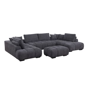 Pemberly Row 4-Piece Chenille Upholstered Large U-Shape Sectional Dark Gray