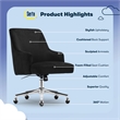 Pemberly Row Modern MidBack Office Chair Velvet Fabric Silver Metal Base Black