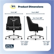 Pemberly Row Modern MidBack Office Chair Velvet Fabric Silver Metal Base Black