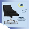 Pemberly Row Modern MidBack Office Chair Velvet Fabric Silver Metal Base Black