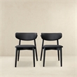 Pemberly Row Mid-Century Modern Dining Chairs in Black Vegan Leather (Set of 2)
