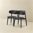Pemberly Row Mid-Century Modern Dining Chairs in Black Vegan Leather (Set of 2)