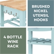 Pemberly Row 4-Tier Butcher Block Kitchen Cart w/ Drawer & Wine Rack - Blue Wood