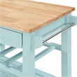 Pemberly Row 4-Tier Butcher Block Kitchen Cart w/ Drawer & Wine Rack - Blue Wood