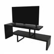 Pemberly Row Modern TV Stand with Wood Shelves and Iron Legs Ebony