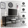 Pemberly Row Modern TV Stand with Wood Shelves and Iron Legs Ebony
