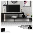 Pemberly Row Modern TV Stand with Wood Shelves and Iron Legs Ebony