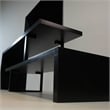 Pemberly Row Modern TV Stand with Wood Shelves and Iron Legs Ebony