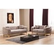 Pemberly Row 2 Piece Living Room Set Finished with Velvet Upholstery in Taupe
