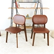 Pemberly Row Mid-Century Modern Dining Chairs in Brown Vegan Leather (Set of 2)