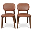 Pemberly Row Mid-Century Modern Dining Chairs in Brown Vegan Leather (Set of 2)
