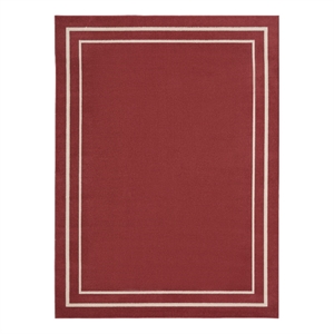 Pemberly Row Modern 108x144&quot Indoor/Outdoor Rug in Brick Red/Ivory