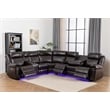 Pemberly Row Faux Leather Sectional w/ LED USB Speaker Wireless Charger - Brown