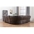 Pemberly Row Faux Leather Sectional w/ LED USB Speaker Wireless Charger - Brown
