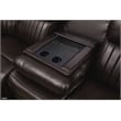 Pemberly Row Faux Leather Sectional w/ LED USB Speaker Wireless Charger - Brown
