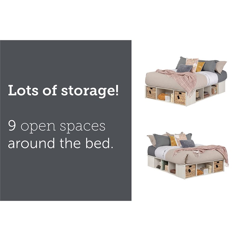 Pemberly Row Modern Queen Storage Platform Bed in Winter Oak