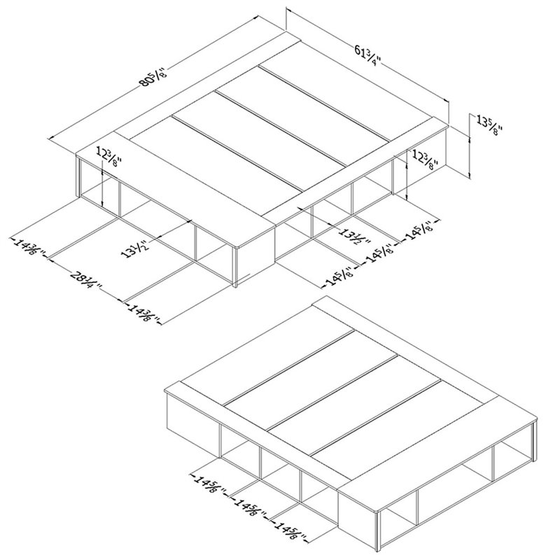 Pemberly Row Modern Queen Storage Platform Bed in Winter Oak
