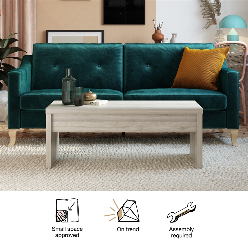 Pemberly Row Modern / Contemporary Lift Top Coffee Table in Terrazzo