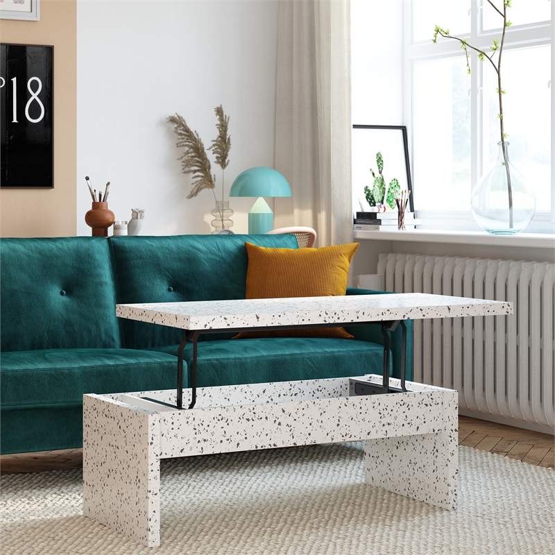 Pemberly Row Modern / Contemporary Lift Top Coffee Table in Terrazzo
