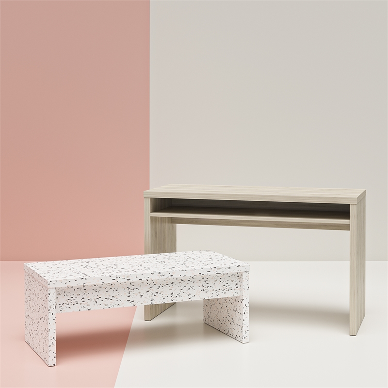 Pemberly Row Modern / Contemporary Lift Top Coffee Table in Terrazzo