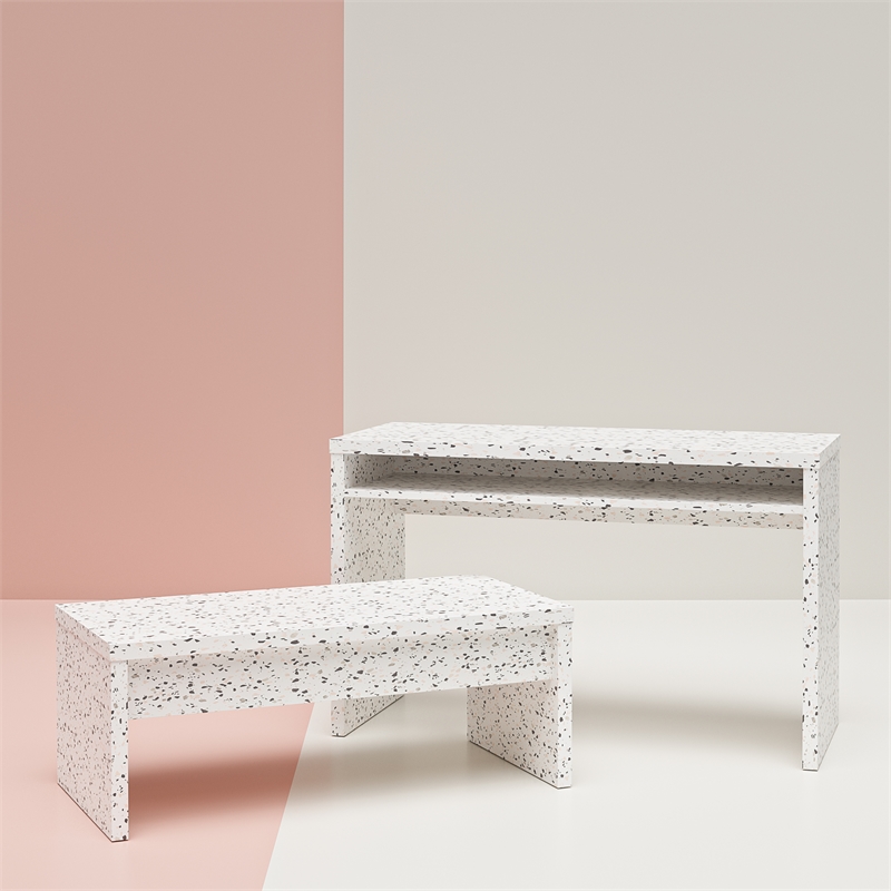 Pemberly Row Modern / Contemporary Lift Top Coffee Table in Terrazzo