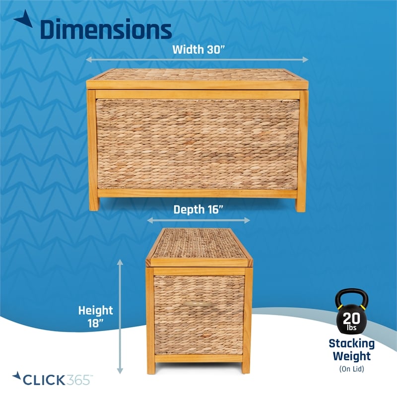 Pemberly Row Farmhouse Wicker Trunk Acacia 30